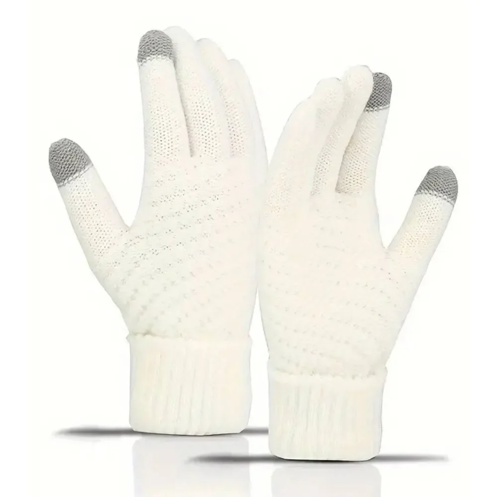 Ladies Fashionable Stylish White Knit Gloves